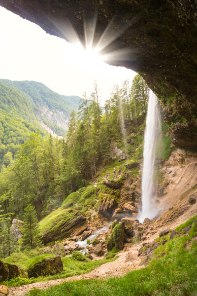 Pericnik Wasserfall Im Nationalpark Triglav Julische Lizenzfreies