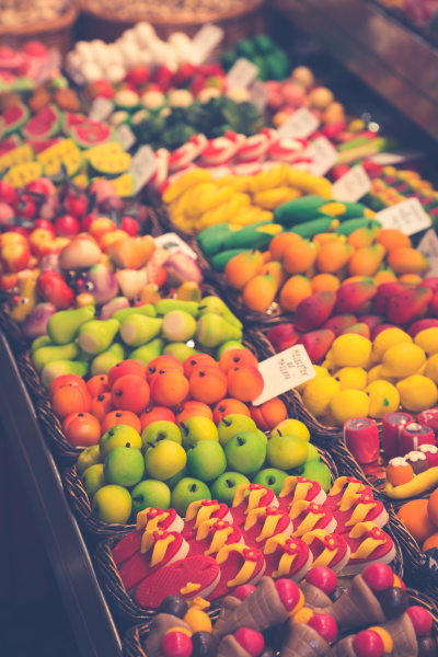 Obst Und Gem Sestand In La Boqueria Dem Stock Photo