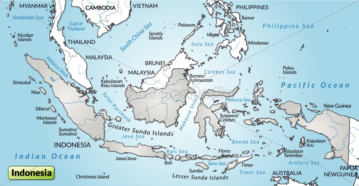 Karte Von Indonesien Als Bersichtskarte In Grau Lizenzfreies Bild