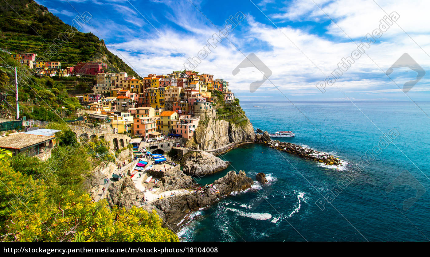 Manarola Fischerdorf Cinque Terre Italien Lizenzfreies Foto