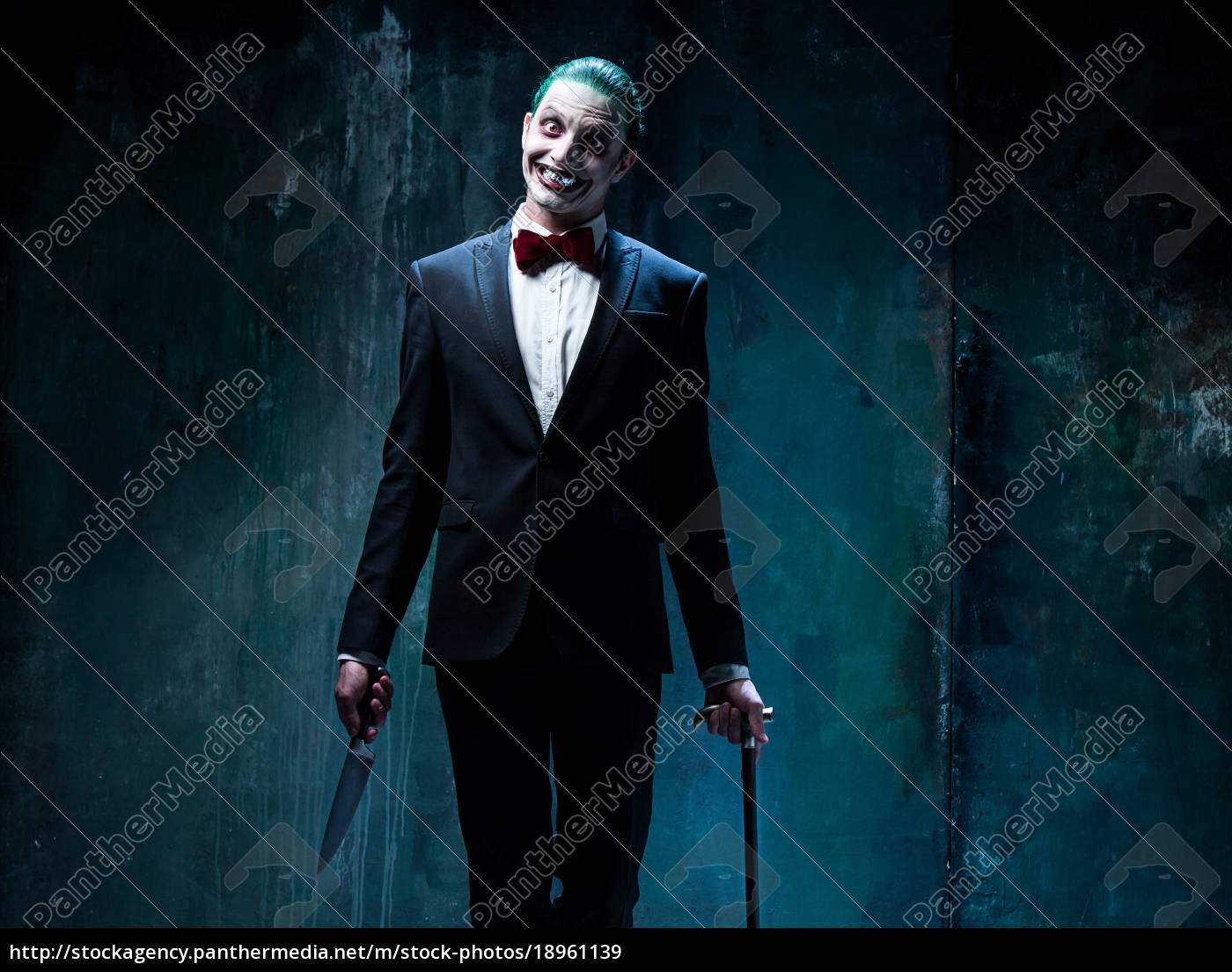 blutige halloween thema verrückt joker gesicht Lizenzfreies Bild