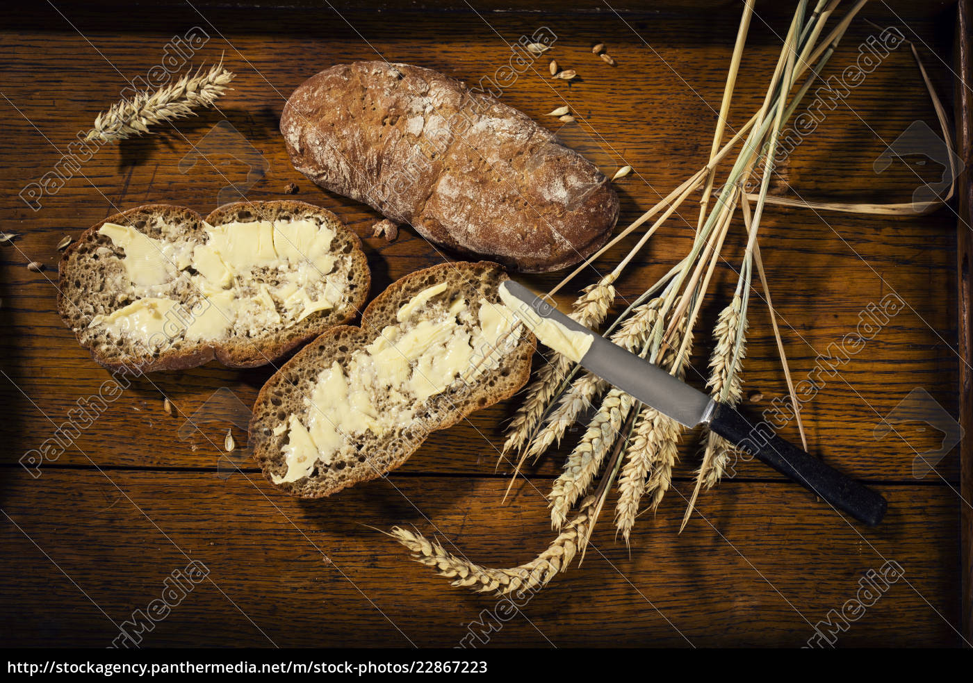 Vollkornbrot Mit Butter Lizenzfreies Bild Bildagentur