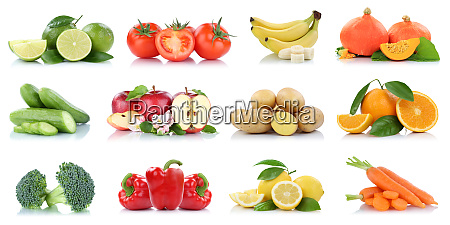 Obst Gem Se Sammlung Isoliert Pfel Tomaten Orange Stock Photo