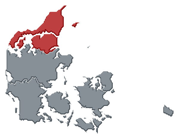 karte von danmark norddänemark hervorgehoben - Lizenzfreies Bild