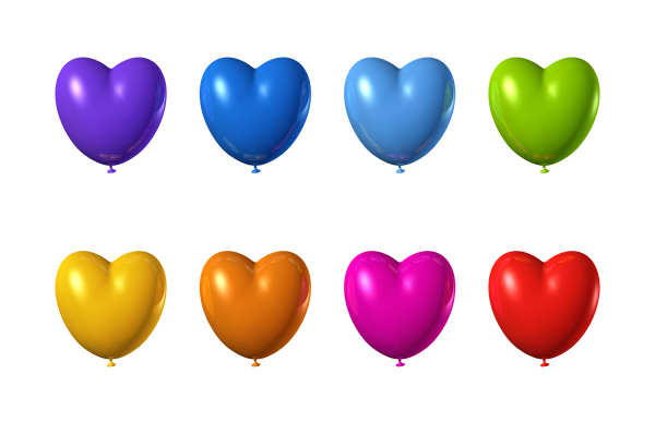 farbige herzform luftballons isoliert auf weiss