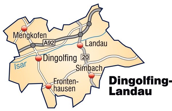 Karte von Dingolfing-Landau mit Verkehrsnetz in - Lizenzfreies Bild - #10641001  Bildagentur 