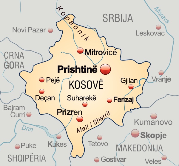 karte von kosovo als UEbersichtskarte in