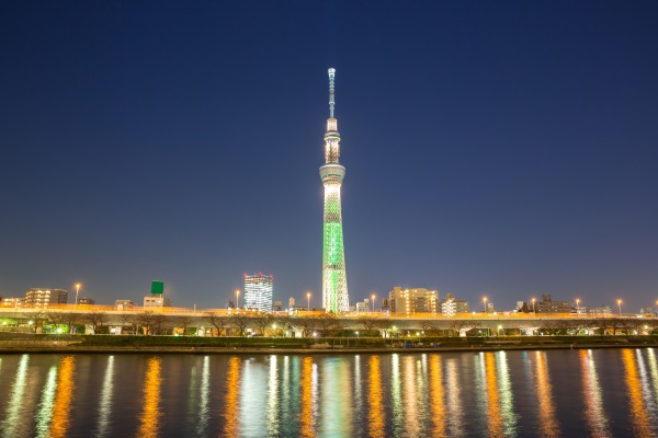 turm baum nacht nachtzeit skyline japan
