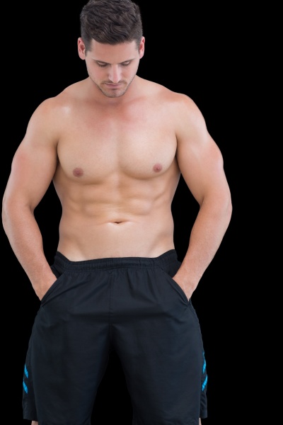 Mit Nacktem Oberkörper Muskulöser Mann Mit Den Lizenzfreies Bild 13740797 Bildagentur 