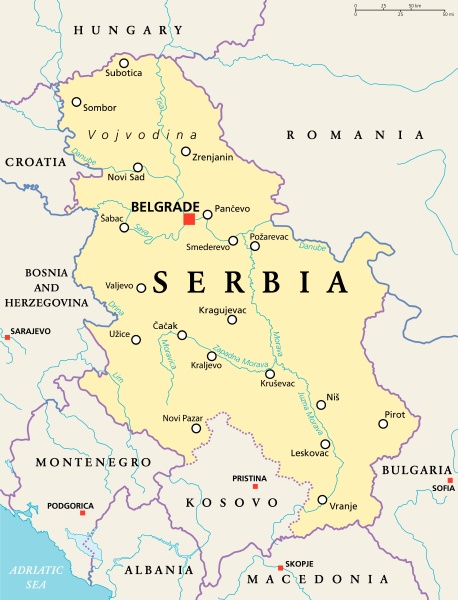 serbien politische karte