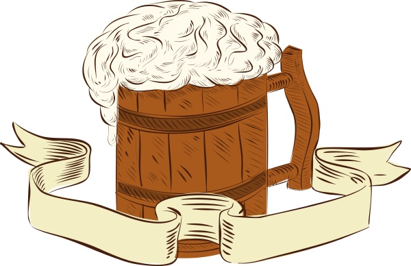 mittelalterlicher bier becher schaum zeichnung