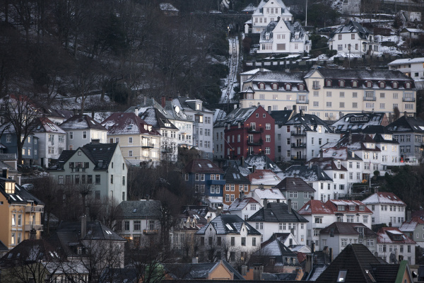 traditionelle bauten bergen norwegen skandinavien europa