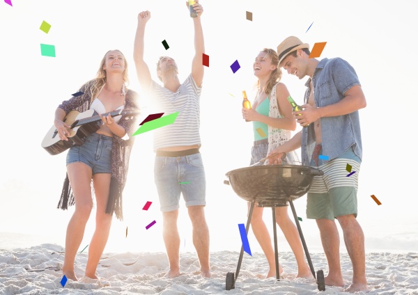 konfetti gegen millennials bei strandparty