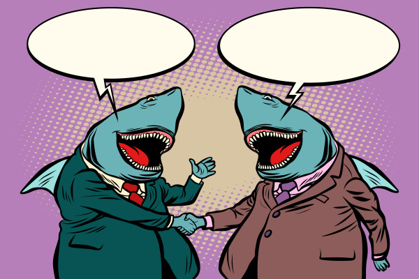 geschaeftshaie sprechen miteinander