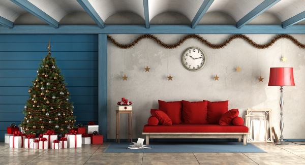 wohnzimmer mit christams dekoration