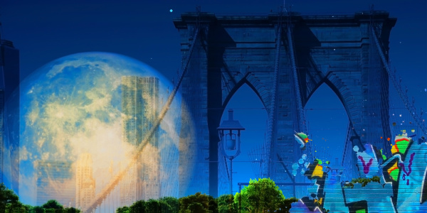 surreale digitale kunst brooklyn bridge