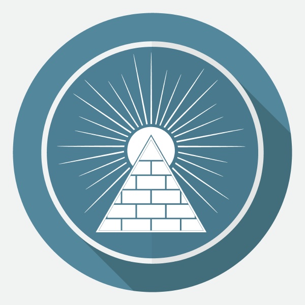ikonenpyramide auf weissem kreis mit langem