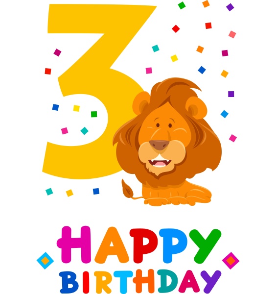 dritten Geburtstag Cartoon Grußkarte Design Stockfoto 26662947