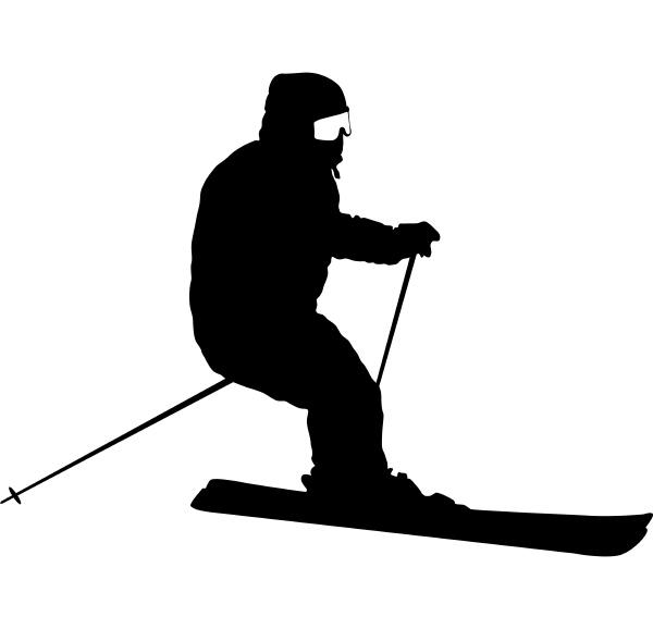 bergskifahrer der die pistensport silhouette hinunterrast