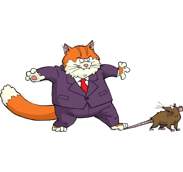 cartoon katze gefangen die maus vektor