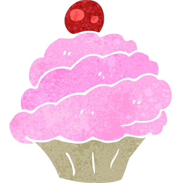 retro cartoon rosa cupcake