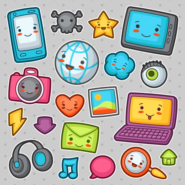 kawaii gadgets social network elemente