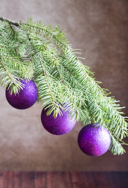 weihnachtsbaumzweig mit ornamenten