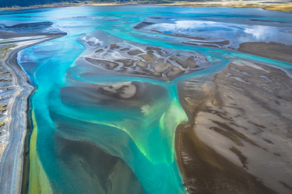 luftbild und top view fluss in
