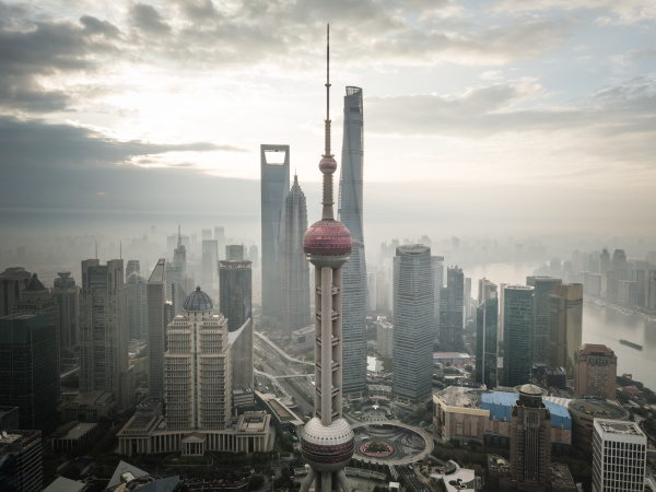 luftaufnahme der skyline von shanghai mit