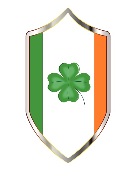 irische flagge auf einem kreuzfahrerschild