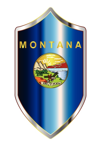 montana state flag auf einem kreuzritter