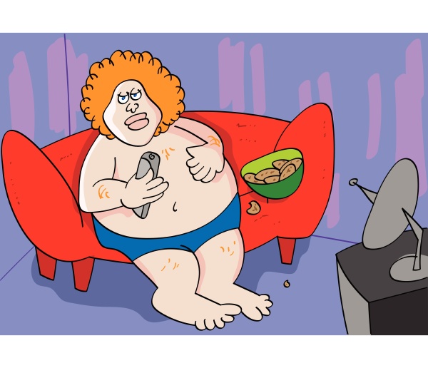 lustige couch kartoffel sitzende lifestyle cartoon