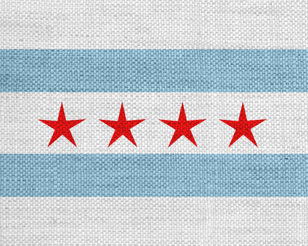 flagge von chicago auf altem leinen