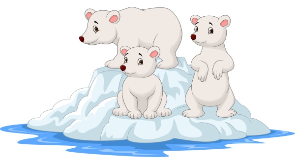 cartoon eisbaeren familie auf eisbergen