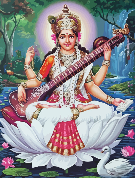 gott saraswati spirituelles spiel veena heilige