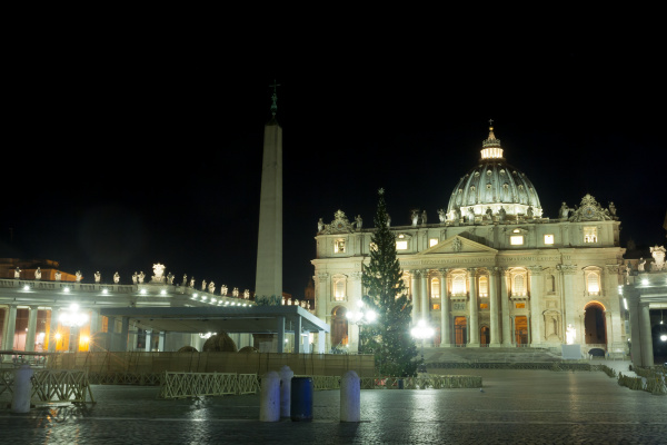 piazza san pietro nachtszene vatikanstadt rom