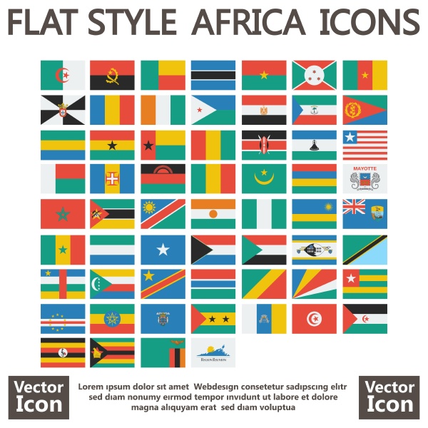 ikonen der afrika flaggenkollektion im flachen