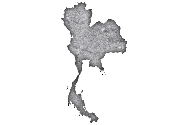 karte von thailand auf verwitterten beton