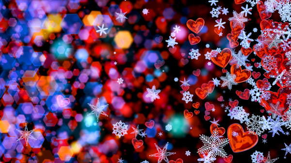 herzen und schneeflocken als symbol der