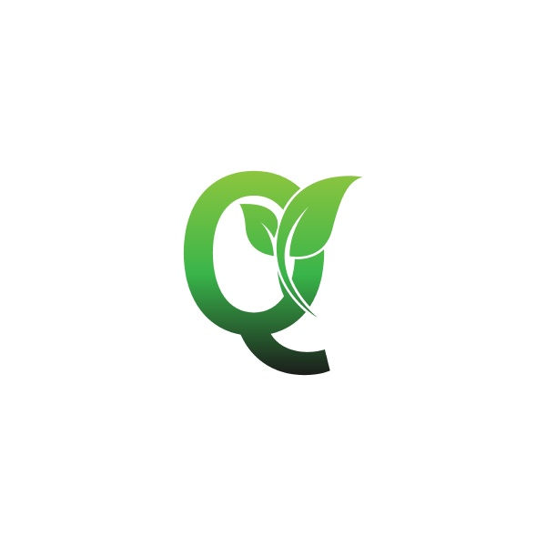 buchstabe q mit gruenen blaettern symbol