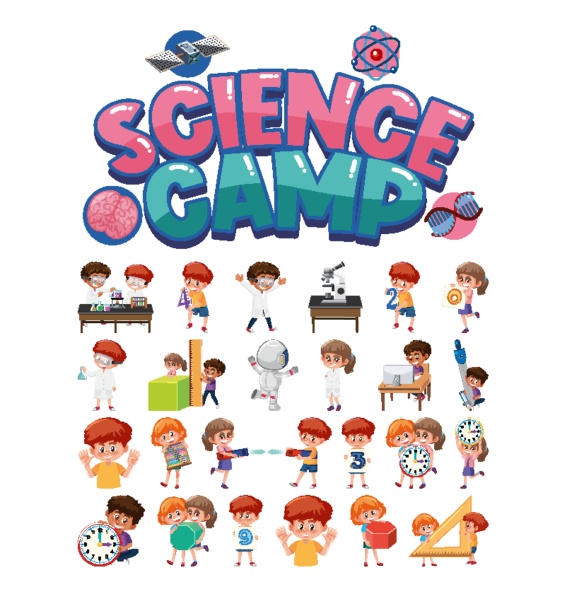 science camp logo und set von