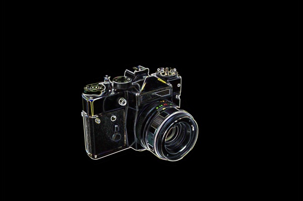 illustration einer alten fotokamera mit objektiv