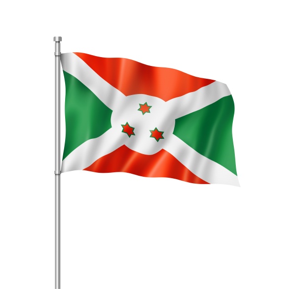 burundische flagge isoliert auf weiss