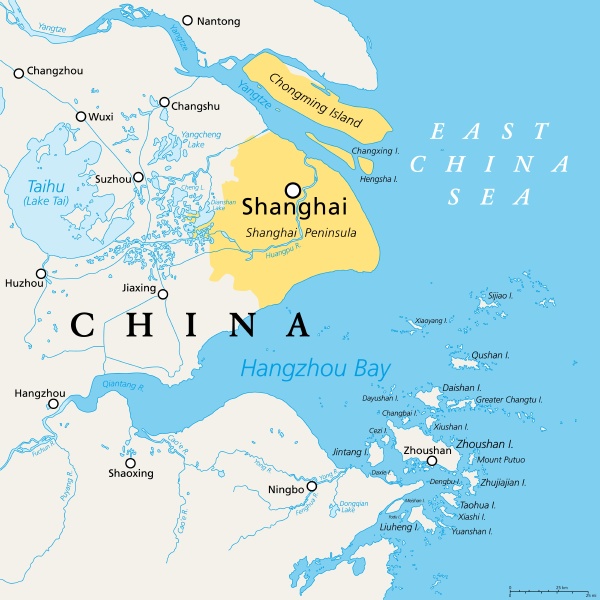 Shanghai and the Yangtze River Delta political map - Stock Photo ...