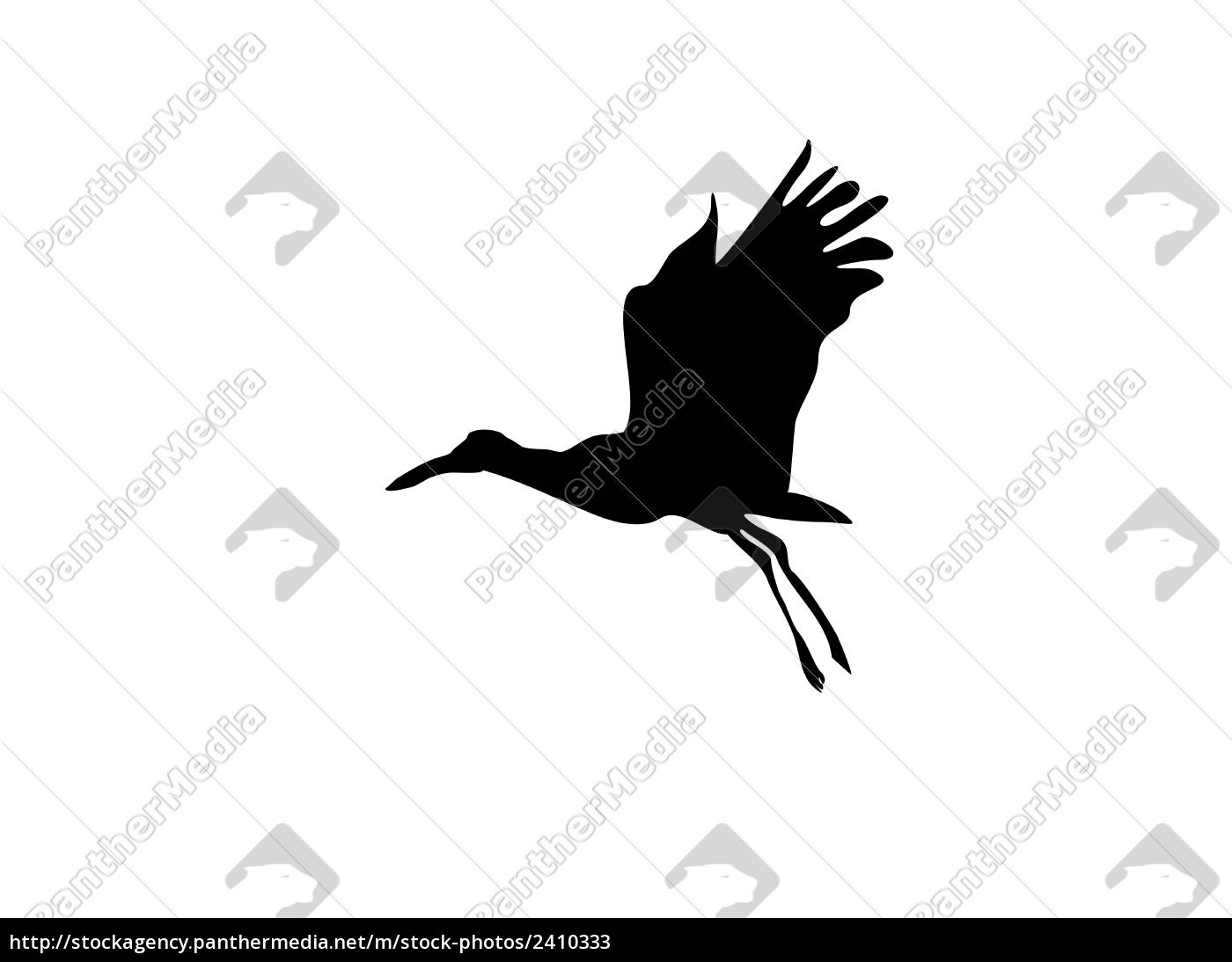 Fliegender Storch - Silhouette - Lizenzfreies Bild - #2410333