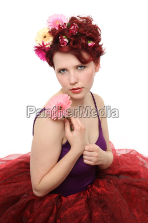 Frau mit Blumen - Lizenzfreies Bild - #4427939 | Bildagentur PantherMedia