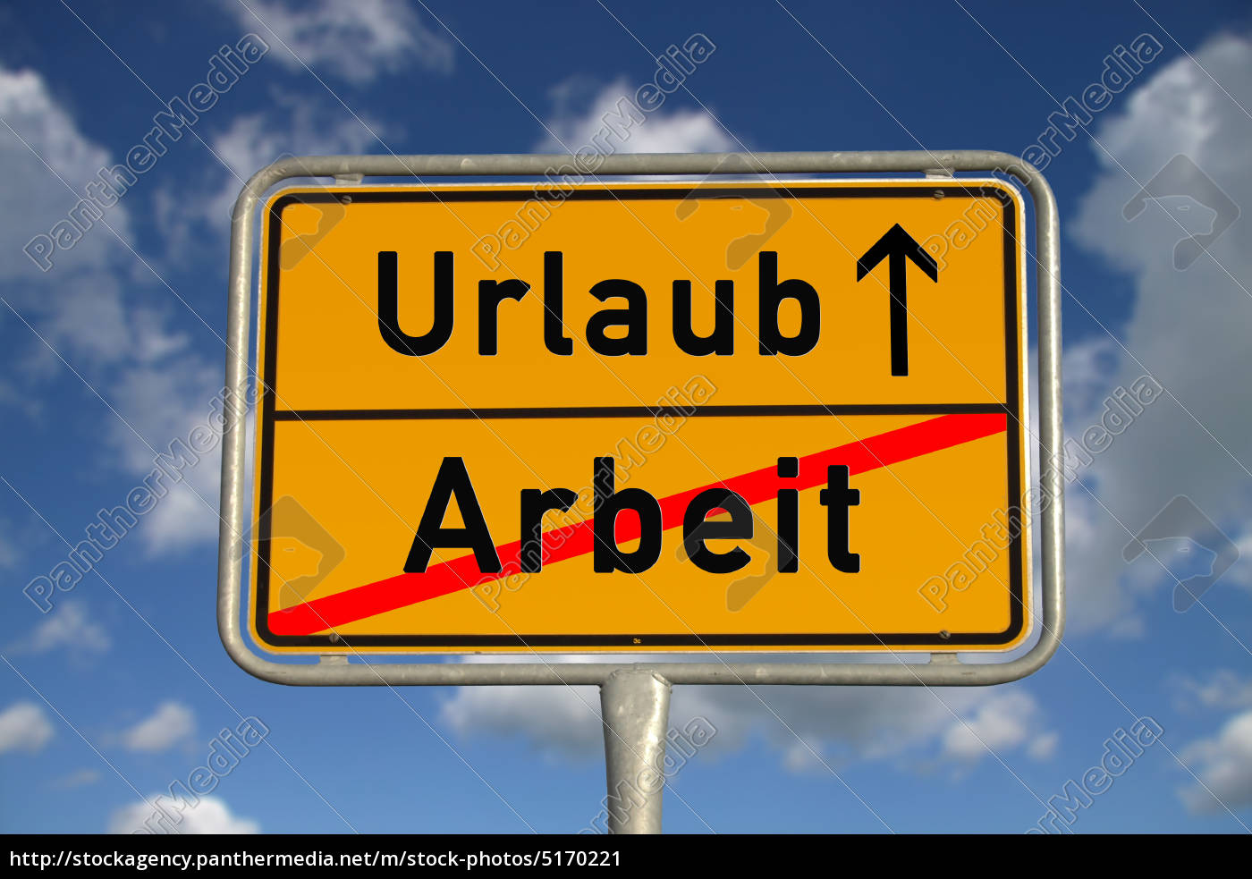 Deutsches Ortsschild Arbeit Urlaub Stockfoto 5170221 Bildagentur
