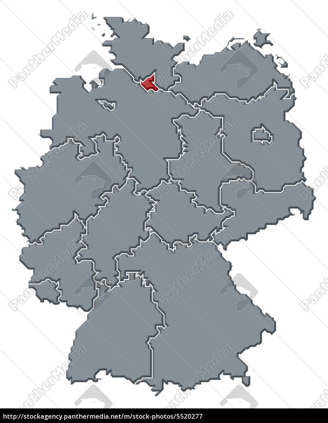 Karte Von Deutschland Hamburg Hervorgehoben Lizenzfreies Bild Bildagentur Panthermedia