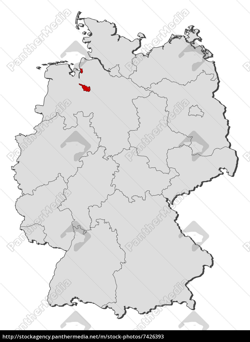 bremen deutschland karte karte von deutschland bremen hervorgehoben   Lizenzfreies Bild 