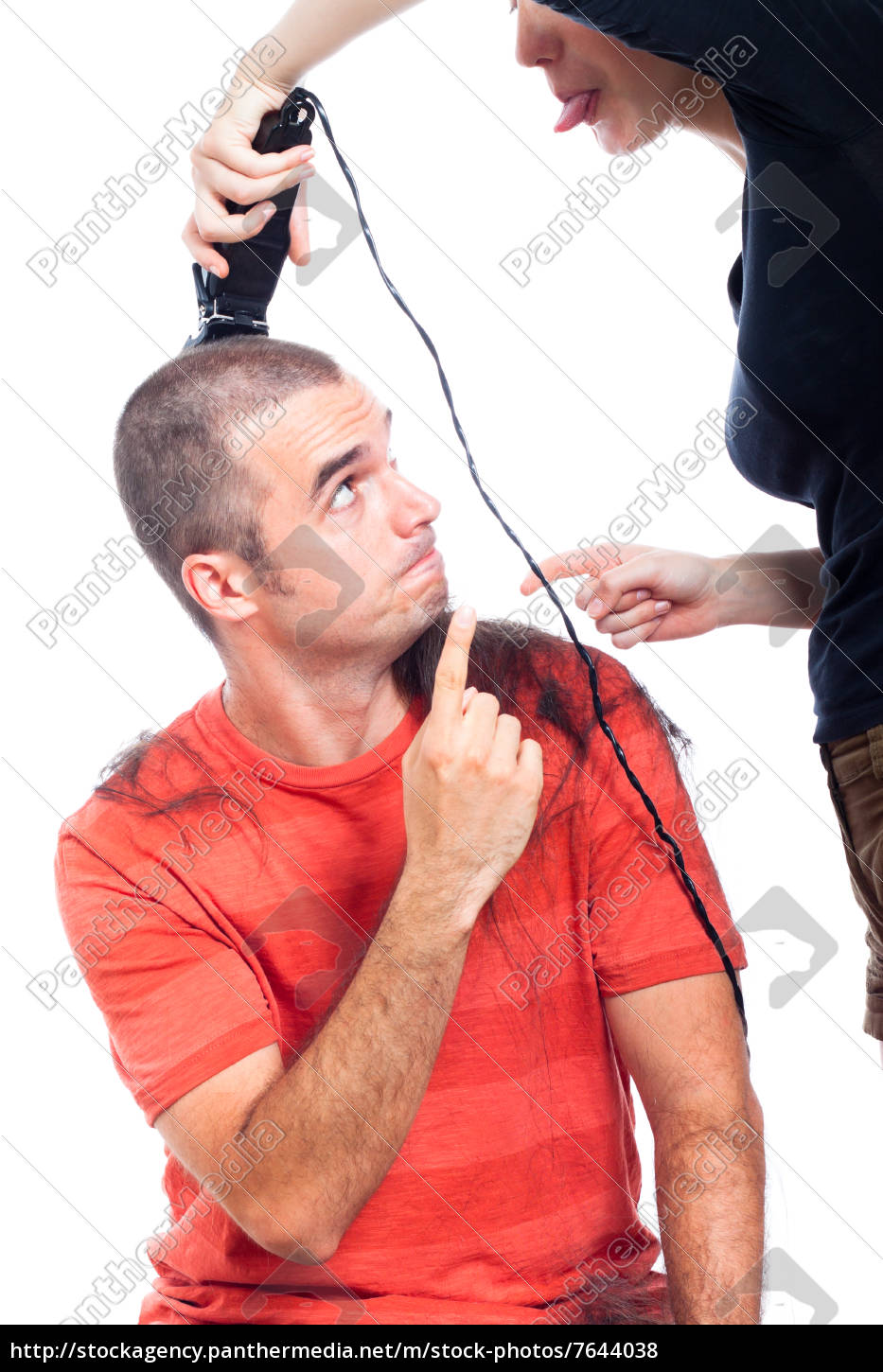 Lustige Friseur Rasieren Mann Haar Stock Photo Bildagentur Panthermedia